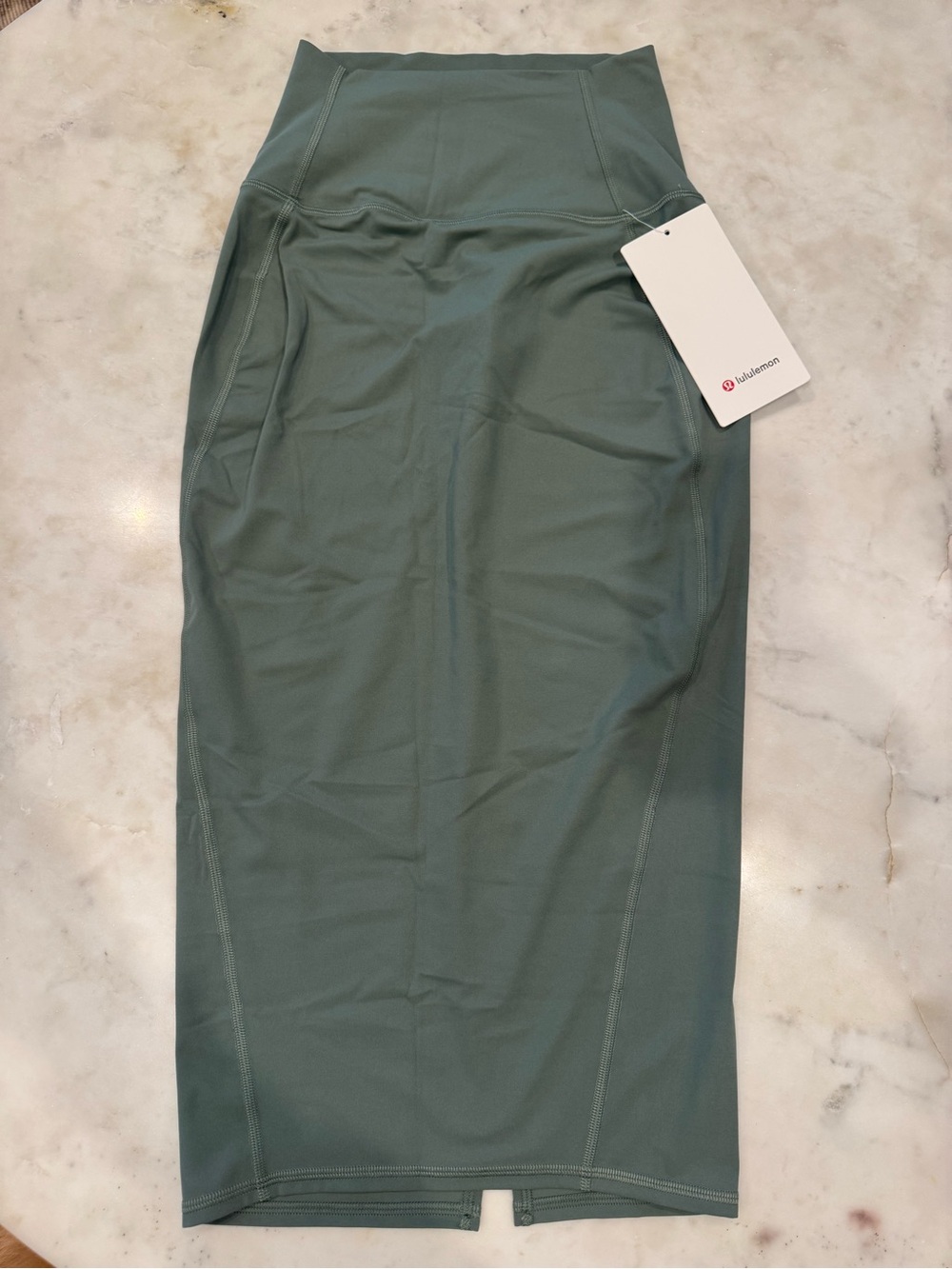 NWT Nulu Slim-Fit High-Rise Midi Skirt Size 2 Green/Gray Color
